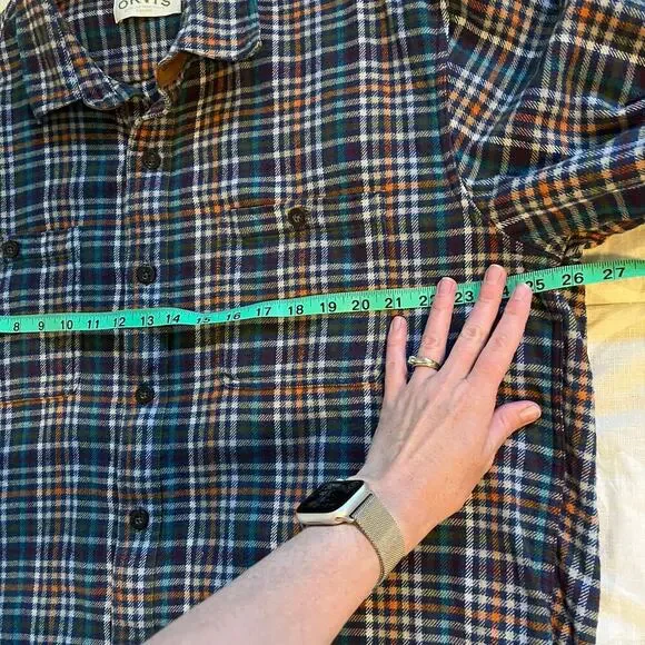 Orvis multicolored plaid check flannel‎ button up men’s X-Large - Picture 4 of 5